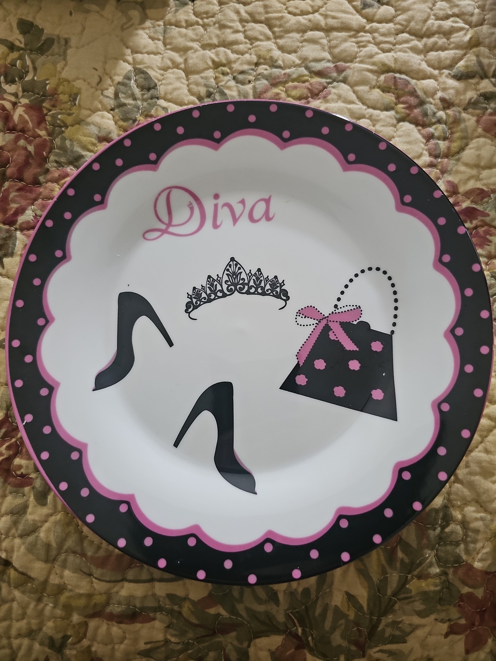 Diva Pink and Black Fashion Party Plate / Decor